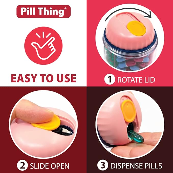 Mini Pill Dispenser Organizer Bottle, Daily Travel Medication Box with Secure Closure (Mini - White)