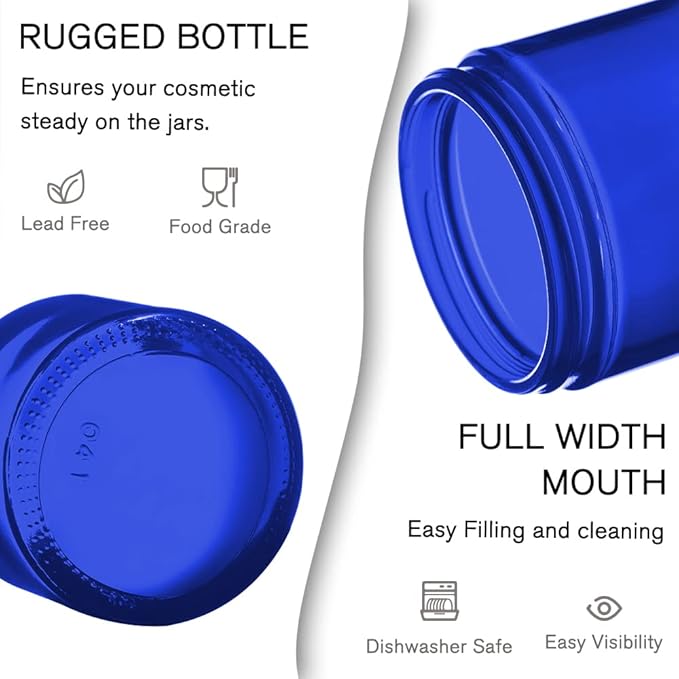 Tecohouse Glass Jar with Lids, 4 oz, 2 oz and 1 oz Glass Jars with Lids & Stickers, Reusable Travel Containers for Creams, Lotion, Cosmetic - 3 pack