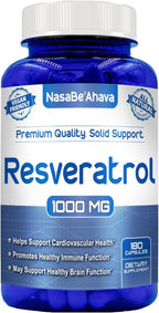 Resveratrol 1000mg Capsules | Vegan Friendly Resveratrol Supplement from Easy Absorption Antioxidant Japanese Knotweed for Skin Heart and Brain Support | Made in US cGMP Facilities (90 Day Supply)