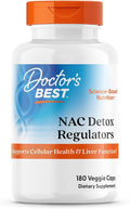 Doctor's Best Nac Detox Regulators with seleno excell, Non-GMO, Vegetarian, Gluten&Soy Free, 180 Veggie Caps, 180Count