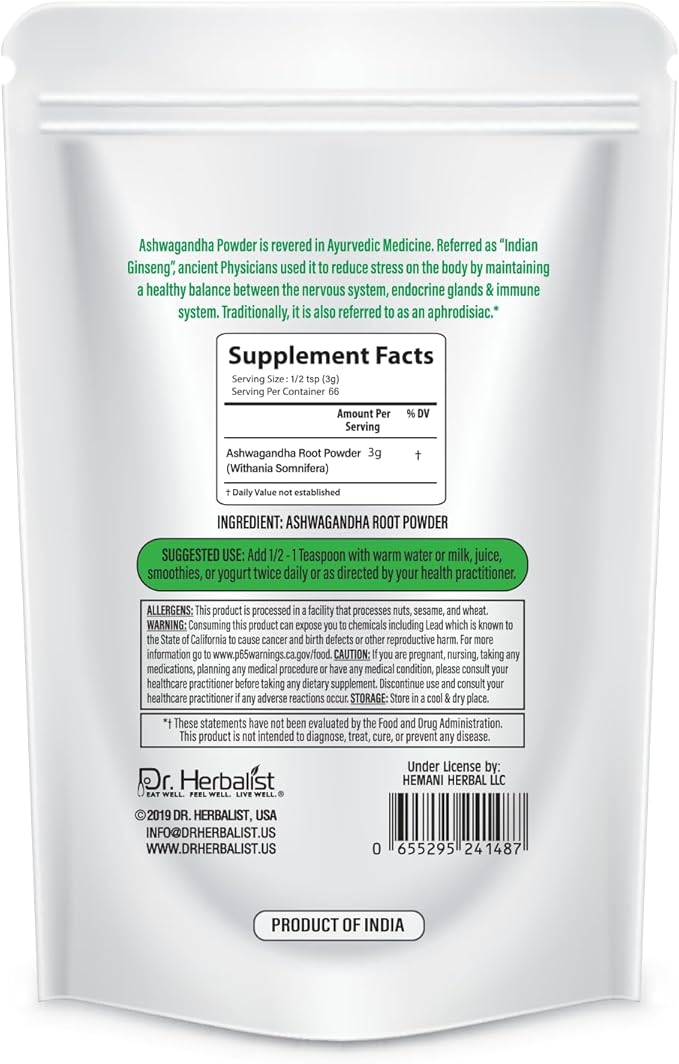 Dr. HERBALIST Bacopa Monnieri Extract Powder 200g - Brahmi Leaf Extract for Cognitive Wellness & Mental Performance