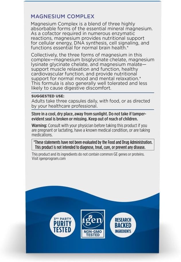 Nordic Naturals Magnesium Complex - 90 Capsules - 225 mg Magnesium, 1.9 mg Iron - Brain & Heart Health, Mood, Energy, & Muscle Relaxation - Non-GMO, Vegan - 30 Servings