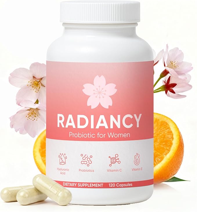 Radiancy Probiotic for Women Vaginal Health - Vaginal Dryness & Ph Balance with Lactobacillus Strains, Cherry Blossom Extract, Hyaluronic Acid, Vitamin C | 120 Count