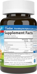 Carlson - Vitamin D3 Gummies, 1000 IU (25 mcg), Bone Health, Immune Support & Calcium Absorption, Natural Fruit Flavors, 60 Vegetarian Gummies