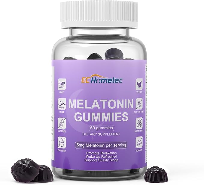Melatonin 5mg Gummies for Adults – High Potency Fast-Acting Sleep Aid, Sugar-Free Natural Non-Addictive Sleep Support for Falling Asleep Faster & Jet Lag, Mulberry Flavor, 60 Count