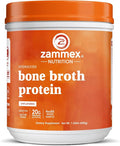 Zammex Pure Grass Fed Beef Bone Broth Protein Powder, 20g Protein, Hydrolyzed Collagen Supplement for Healthy Skin, Nails, Hair, Joints, Non-GMO, Gluten Free, Paleo & Keto Friendly, Great in Soup