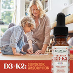 Live Wise Naturals Vitamin D3 K2 Kids Liquid Drops - 112 Servings, Ultra Concentrated Formulation, Fast Absorption 800 IU & 35 MCG for Calcium & Bone Support - Daily Nutritional Support Parents Trust