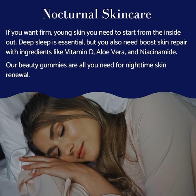 Glotrition Beauty Sleep Gummy | Deeper, Higher Quality Sleep | Rejuvenate & Moisturize Skin at Night | Non-Habit Forming with Natural Ingredients | 60 Gummies