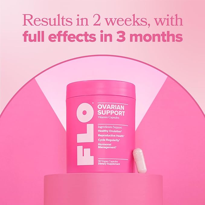 O Positiv FLO Ovarian Health Support - Hormone Balance for Women, Supplement with DIM, Myo & D-Chiro Inositol, Folic Acid - Supports Healthy Ovulation, Cycle Regularity - 30 Servings