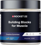 Creatine Monohydrate Gummies 5g,Sugar-Free,for Men & Women to Support Muscle Recovery, Performance and Strength, Blueberry Flavor, 120 Gummies, Rocket 22.