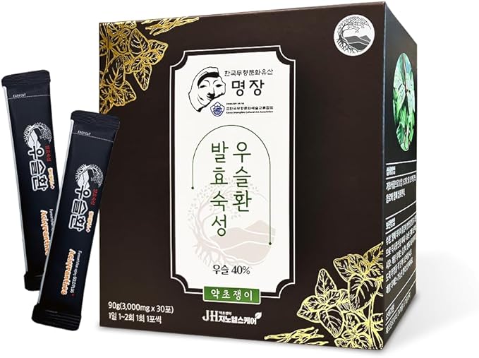 JH Fermented Achyranthes Granules - 30 Stick Packs (90g) | Korean Traditional Herbal Supplement with 40% Fermented Achyranthes Root, Du-Zhong & Safflower Seeds, 우슬환 3.17oz