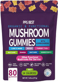 Organic & Functional Mushroom Gummies Supplement ASHWAGANDHA,REISHI,Turkey Tail MAITAKE, SHATAKE Chaga CORDYCEPS BOOSTS Cognitive,Performance Gluten Free,Vegan Low CARB,GUMMIES80