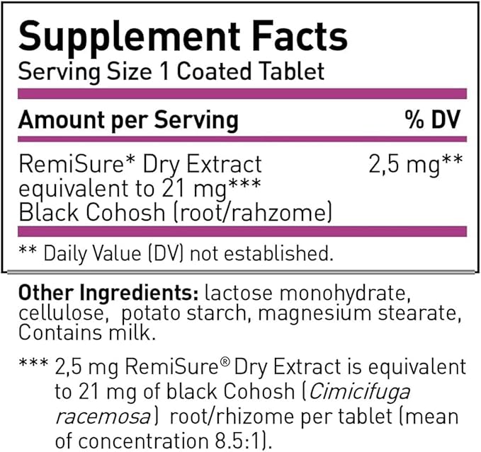 Remifemin Menopause Symptoms Relief - Clinically Proven Ingredients - Menopause Supplements - Black Cohosh - Estrogen-Free - Made in Germany - 120 Tablets