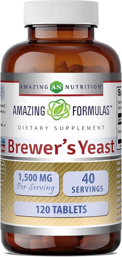 Amazing Formulas Brewers Yeast | 1500 Mg Per Serving | Tablets Supplement | Non-GMO | Gluten Free | Made in USA (1 Pack | 120 Count)