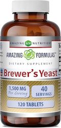 Amazing Formulas Brewers Yeast | 1500 Mg Per Serving | Tablets Supplement | Non-GMO | Gluten Free | Made in USA (1 Pack | 120 Count)