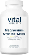 Vital Nutrients Magnesium Glycinate + Malate - 120mg Vegan Magnesium Supplement for Women and Men - Muscle, Heart, Bone Support* - Promotes Relaxation - Gluten, Dairy and Soy Free - 200 Capsules