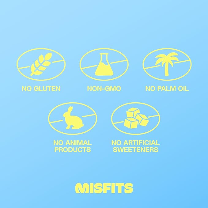 Misfits Vegan Protein Bars - Sweet & Salty Caramel Popcorn | Nutrition Bars - 15g Protein, 1g Sugar, Plant-based, Low Carb, Non-GMO, Gluten Free Snacks | Pack of 12