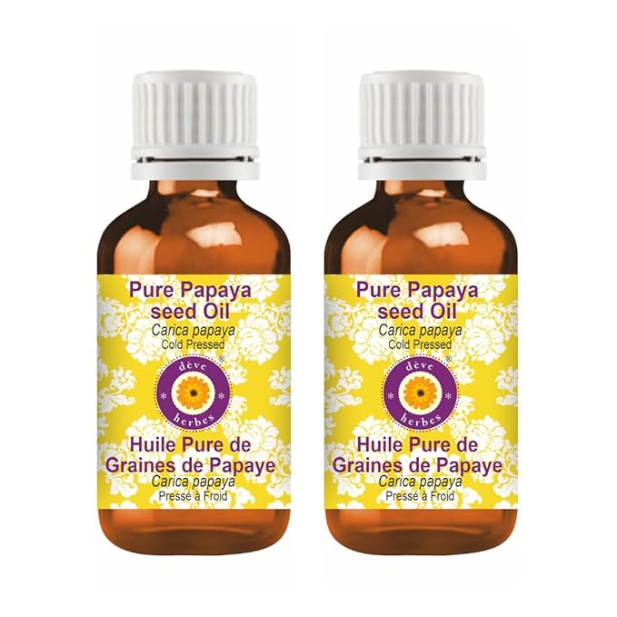 Deve Herbes Pure Papaya Seed Oil (Carica Papaya) Cold Pressed (Pack of Two) 100ml X 2 (6.76 oz)