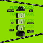 FuelStack Portable Protein Powder Container – Stackable Supplement Storage with Pill Organizer for Gym & Travel (Black)