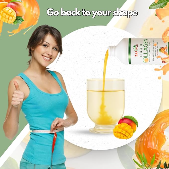Best liquid collagen (mango flavor) US made & Lab tested sugar free premium peptides for women & men. powerful 10000 mcg Biotin+ 8000 mg hydrolyzed for anti aging glowing skin hair, nail+ joint-16floz