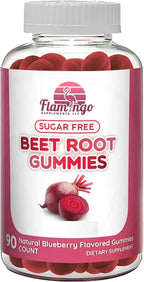 Flamingo Supplements Sugar Free Nitric Oxide Beet Root Gummies - Beet Root Chewables for Athletic Performance, Nitric Oxide Booster, Energy, Blood Flow and Circulation - 90 Beets Root Gummy Chews.
