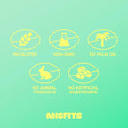 Misfits Vegan Protein Bars - Mint Chocolate Chip | Nutrition Bars - 15g Protein, 1g Sugar, Plant-based, Low Carb, Non-GMO, Gluten Free Snacks | Pack of 12