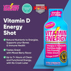 Vitamin Energy Vitamin D Extra Strength Energy Shot Mixed Berry 24 Pack, 260mg Natural Caffeine, B-Complex, Vitamin D, Wellness Support, Keto, Zero Sugar, Gluten-Free Vegan Kosher, 1.93 fl oz