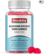 Magnesium Glycinate Gummies 500mg for Adults Sleep Support, Chewable Magnesium Gummies for Women & Men, Muscle Relief & Magnesium Supply (60 Count)