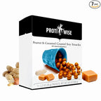 ProtiWise High Protein Soy Snacks | Peanut & Caramel Coated | 15g Protein, Low Sugar, Low-Carb | Gluten Free, KETO Friendly Snack for Hunger Control & Energy Boost | 7/Box