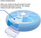INVODA Weekly Pill Organizer 7 Compartment Rotating Pill Box for Daily Medication & Vitamins - Portable Travel Pill Case Fish Oil Supplements Vitamins Organizer (Green+Blue)