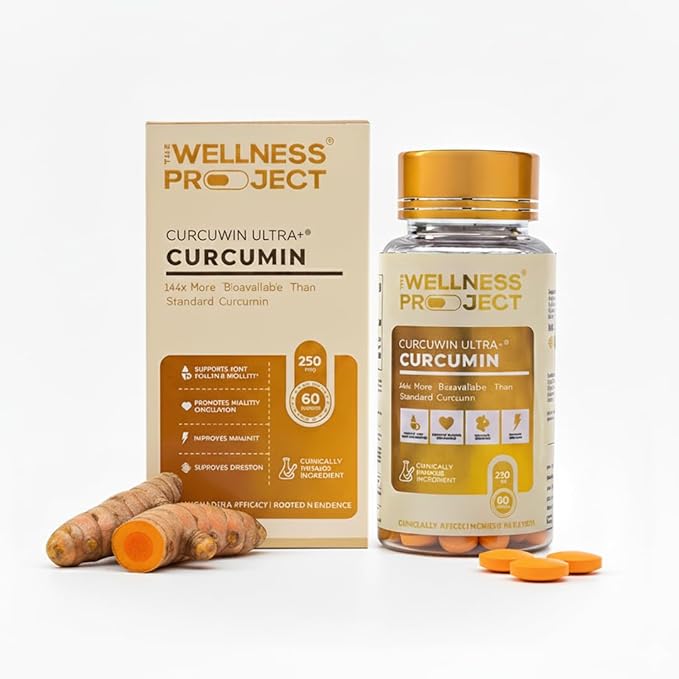 The Wellness Project Turmeric Curcumin with Curcuwin Ultra+ 250mg | Supports Joint, Muscle & Lung Health | for Mobility & Recovery | for Women & Men | 60 Tablets – 2 Month Supply (Pack of 3)