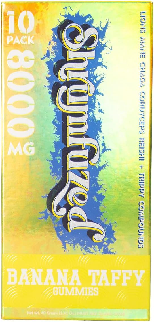 Shrumfuzed Shrumfuzed - Proprietary Nootropic Gummy 8000mg - Lion's Mane, Reishi, Chaga, and Cordycep Nootropic Mushroom Blend (10, Banana Taffy)