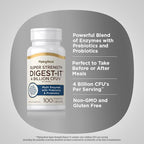 Piping Rock Digestive Enzymes for Women and Men | 100 Capsules | 4 Billion CFU | Multi Supplement with Probiotics and Prebiotics | Extra Strength Pills | Non-GMO, Gluten Free