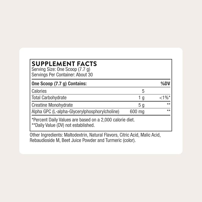 THORNE - Creatine + Alpha GPC - Micronized Creatine Monohydrate Powder - Support for Muscles & Cognitive Function* - for Women & Men - Watermelon Lemonade - NSF Certified for Sport - 30 Servings