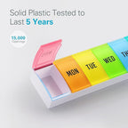 Barhon Medium Size Pill Organizer Weekly, 7 Day Medicine Pill Organizers, Daily Pills Box Case Travel for Big Vitamin Supplements Fish Oil, Multi-Colored