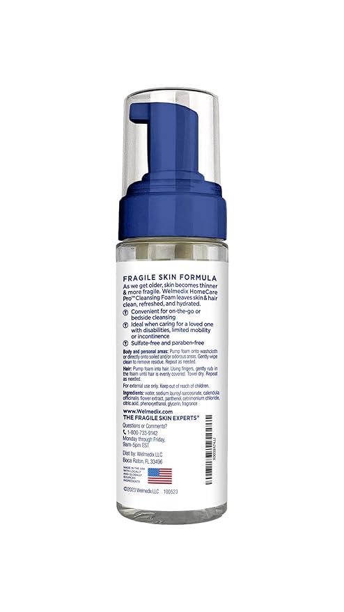 Welmedix No Rinse Cleansing Foam - Rinse Free & Waterless Body Wash, 3-in-1 Shampoo & Foaming Cleanser, Hospital Grade & pH Balanced - Pack of 6