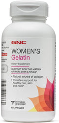 GNC Women's Gelatin Supplement, Supports Healthy Hair, Skin and Nails Natural Collagen Source, 60 Capsules