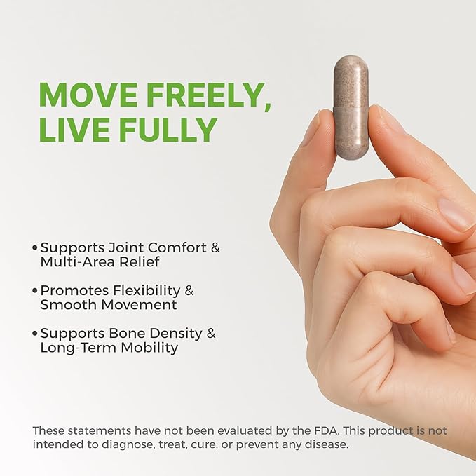 Bone & Joint Support Supplement Inspired by Chinese Herbal Wisdom for Mobility, Flexibility and Stability - with Notoginseng & Salvia - Made in USA - 60 Vegan Capsules