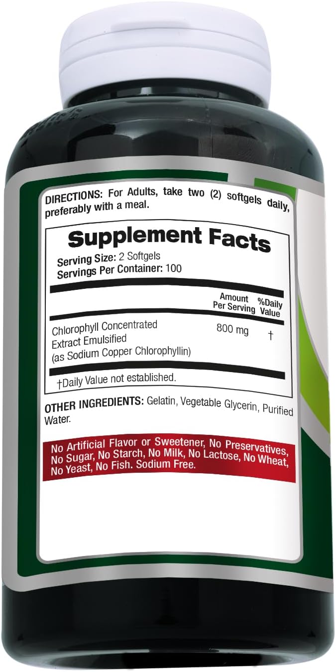 FITO MEDIC'S Lab Chlorophyll Supplement, 200 Softgels, Chlorophyll Capsules