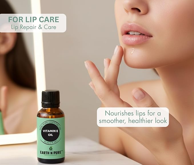 Earth N Pure Vitamin E Oil Therapeutic Grade for Skin, Hair and Nails with Glass Dropper - 50 ml