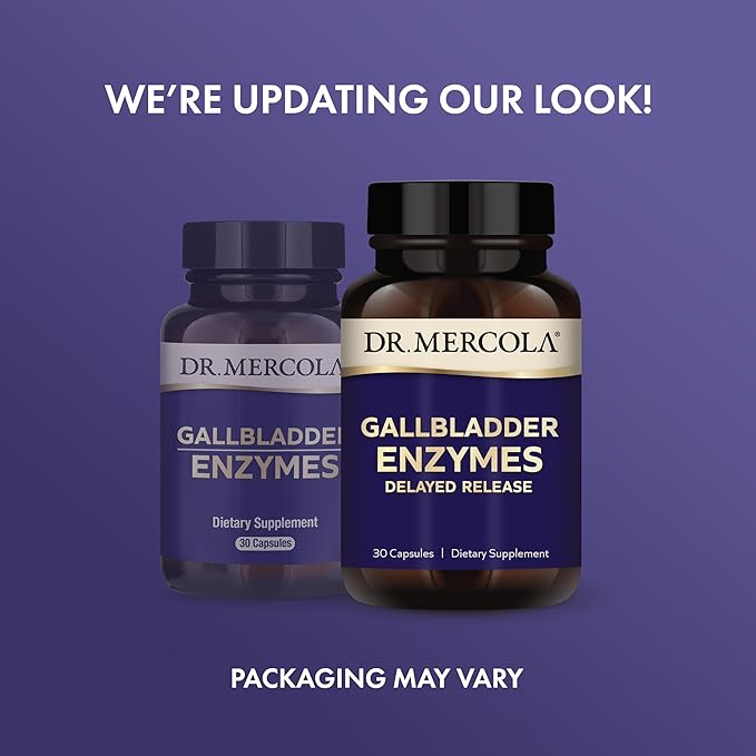 Dr. Mercola Gallbladder Enzymes - Gallbladder & Digestive Health Support - Includes Pancreatic Protease, Amylase & Lipase - Non-GMO, Gluten-Free & Soy-Free - 90 Delayed Release Capsules (90 Servings)