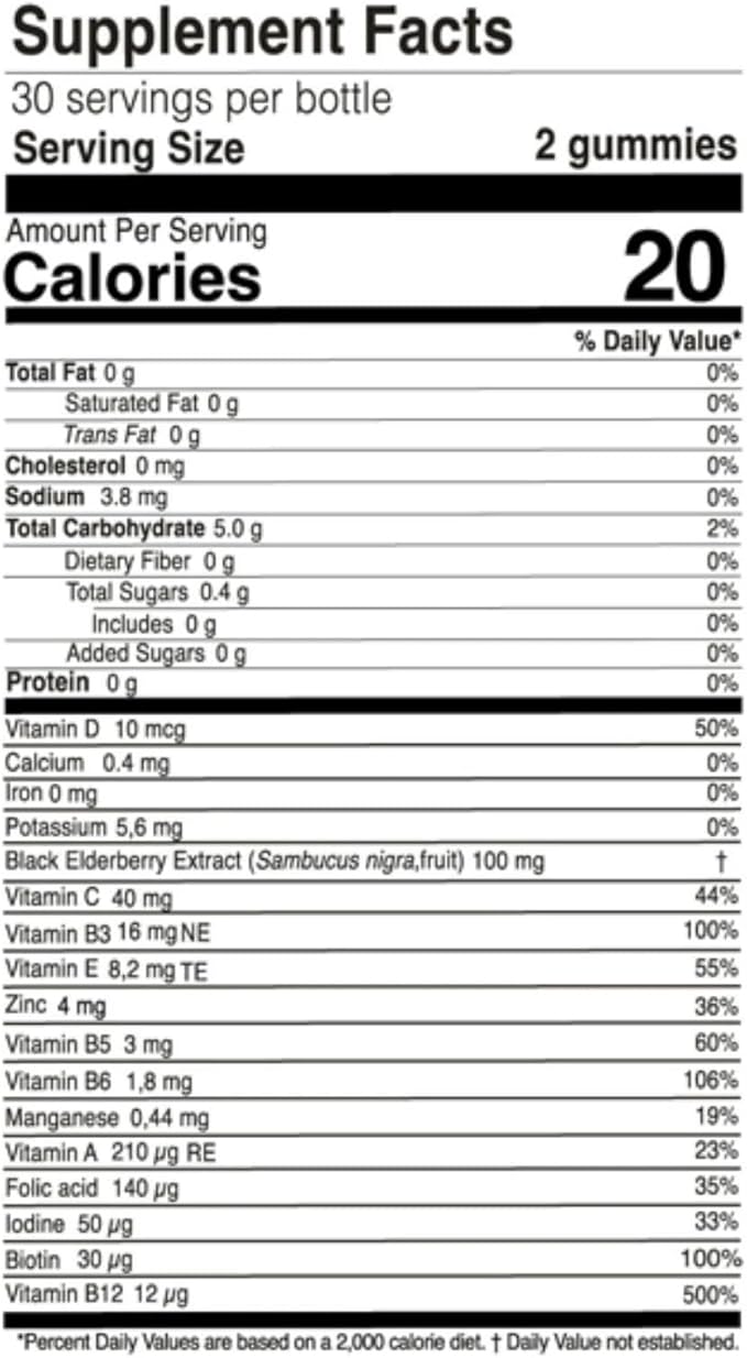 FARMASi Nutriplus Kids Multivitamin Gummies, 13 Vitamins and Minerals with Elderberry Extract, Strawberry Flavor, Vegan Gelatin Free, 60 Gummies, 5.8 oz
