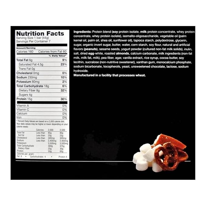 PROTIFIT - Low Calorie Snack Bar for Healthy Diets, High Protein, 15g Protein, Low Carb, Low Sugar, Ideal Protein Compatible, 7 Servings Per Box (Salted Toffee Pretzel)