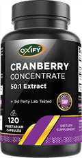 Oxify Cranberry Concentrate 50:1 Extract (504 mg) | 120 Vegetarian Capsules | Gluten-Free, Non-GMO | Supplement Made in USA
