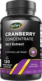 Oxify Cranberry Concentrate 50:1 Extract (504 mg) | 120 Vegetarian Capsules | Gluten-Free, Non-GMO | Supplement Made in USA