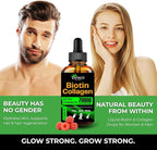 Liquid Biotin & Collagen Drops - 70000 mcg Extra Strength Biotin Drops supports Anti-Aging,Hair Growth,Glowing Skin & Nail Growth Vitamins for Women & Men. Suger free,Gluten free Non GMO Halal