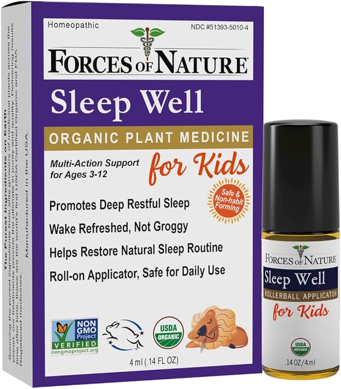 Forces of Nature Natural Sleep Support for Kids, Organic Homeopathic Remedy with Oats and Valerian, 4ml