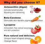 Vegan Beauty Gummies with Astaxanthin & Lycopene, Natural Skin Hydration & Anti-Aging Supplement, Beta Carotene, Vitamins A, C, D3 for Women, Immune Support, Marine Collagen Alternative