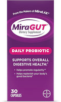 from The Makers of MiraLAX, MiraGUT Daily Probiotic, Probiotics for Digestive Health, Gluten-Free Supplement, Probiotic for Women and Men, Support Overall Digestive Health, 30 Ct