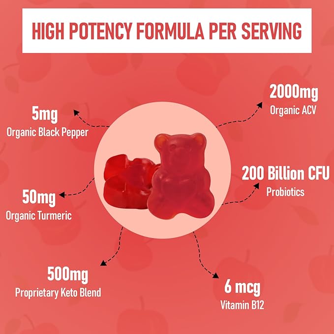 Apple Cider Vinegar Gummies, Max Strength 2000mg ACV Gummy with Probiotics, B12 and Keto Support, For Digestion, Metabolism, Detox, Gut & Immune Health, Gelatin-Free, Non-GMO, 240 keto acv gummies